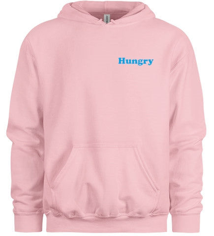"Hungry" Hippo Hoodie - Light Pink